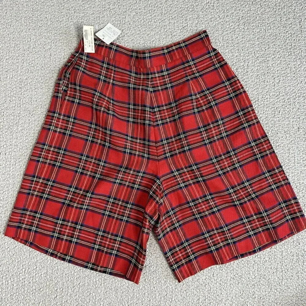 Vintage Tartan Plaid‎ Red Shorts Size 10